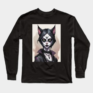 Goth Cat Girl Long Sleeve T-Shirt